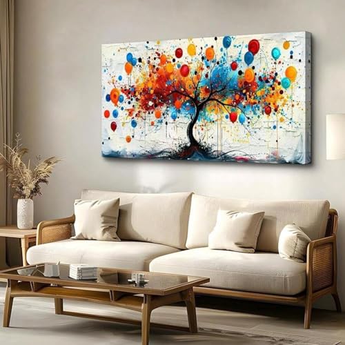 Toile murale salon pour créer une ambiance moderne et colorée grand tableau cadre 65x130
