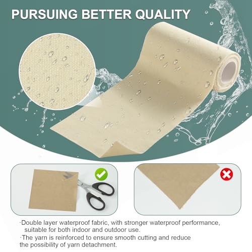Image of Linen Canvas Repair Tape, 4 x 63 Light Beige Waterproof Self-Adhesive Patch for Outdoor Gear, Durable and Weatherproof Fabric Tape for Boat Covers, Tents, Sofas,Sun Shades, Awnings, and Lounge Chairs