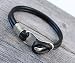 Rugged Vintage Bracelet Genuine Black Leather Silver Wire Wrap Alloy Hook Clasp Durable Stylish Handmade Ezina Designs Collection