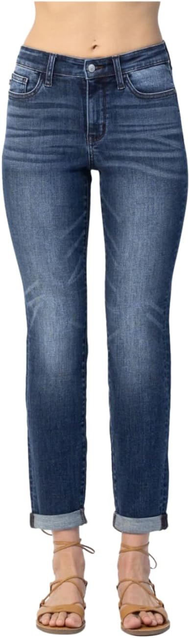 Judy Blue Mid Rise Cuffed Slim Fit Jeans