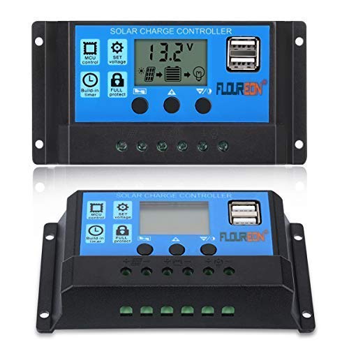 External Battery Pack,FLOUREON 30A Solar Charge Controller Solar Panel Battery Intelligent Regulator Blue - Thumbnail 2