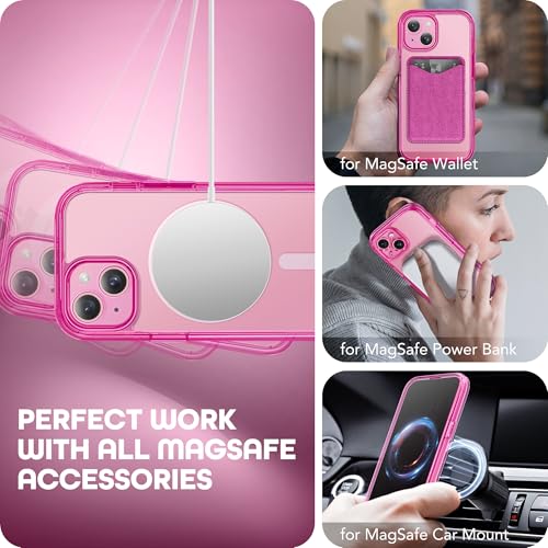 TIESZEN for iPhone 15 Case, Compatible with MagSafe, Built-in Privacy Screen Protector and Camera Protection, Anti Spy Full Body Dustproof Shockproof Hard Phone Case 6.1", Fluorescent Pink by TIESZEN - Used condition - Image 6
