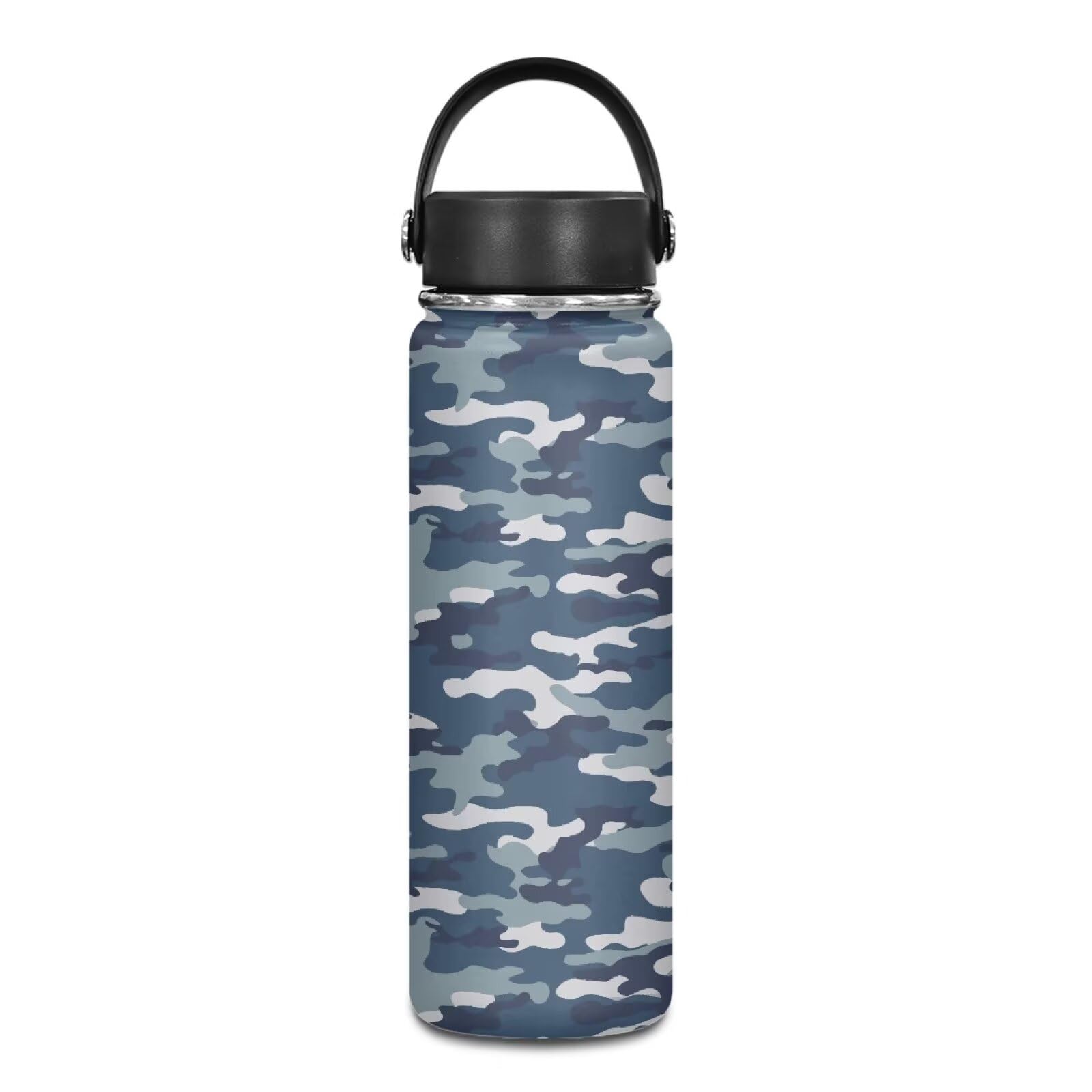 Dolyues Camouflage Kids Water Bottle with Blue Lids Insulated Stainless Steel Reusable Tumbler for Toddlers School Sport 20oz