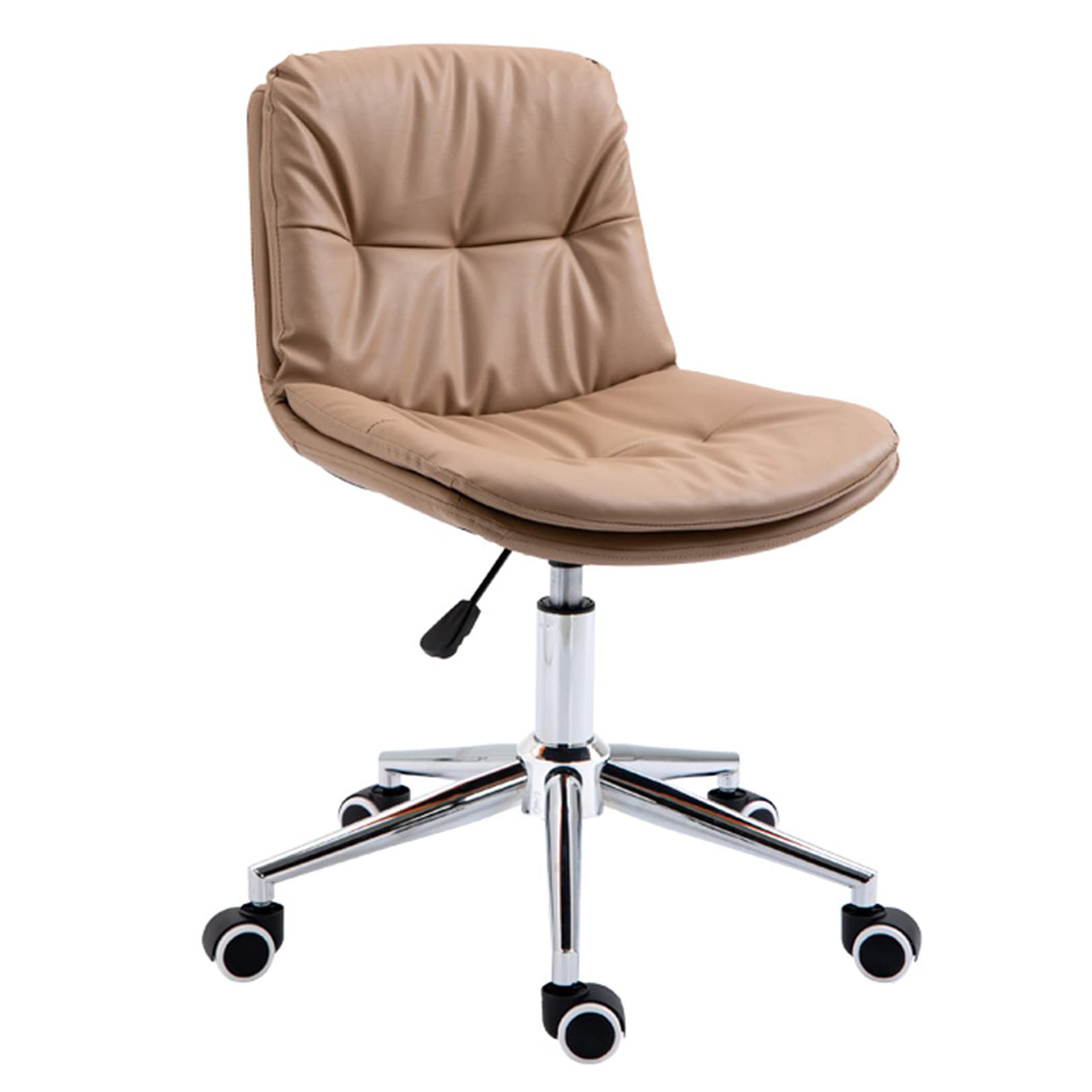 Sedia ergonomica per casa e ufficio con supporto centrale – Sedia da scrivania girevole senza braccioli in pelle PU per un lavoro confortevole (kaki)