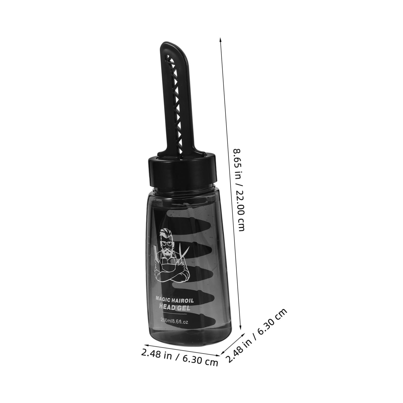 Botella 260 de Gel con Peinar el Cabello Fijador para Peine Ml | 3 Unidades, Plástico Negro, Fácil de Usar, para Barbería y Peinado Masculino