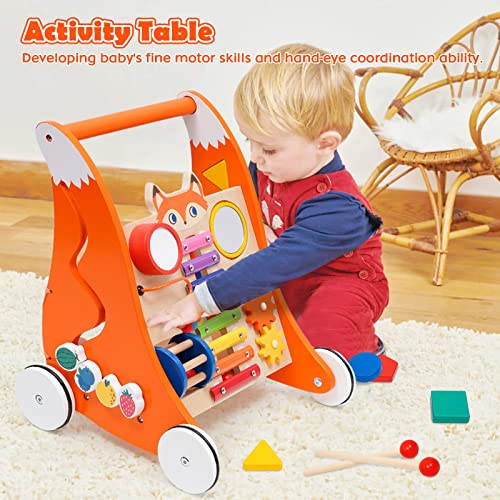 Wooden Baby Push Walker Baby Walker Kids Activity Center Push Toys For Babies Learning To Walk Toddler Push & Pull Toys Learning Walker Stroller Walker With Wheels For Baby #TOP5