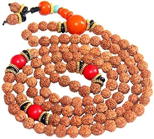 SudemotaNecklaces Rudraksha Seed Mala Storite Himalaya 108 Beads Necklace Bead Natural Himalayan Rudraksha Seed Prayer Beads Wrist Mala Wrap Bracelet Bead