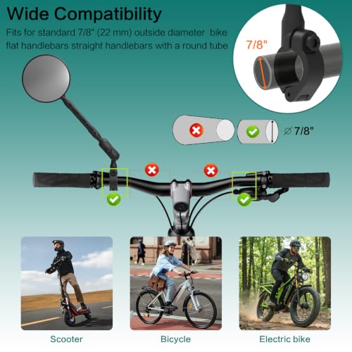 SHEJISI Bike Mirror, 2 pcs Bike Mirrors Handlebar Mount, HD 360° Adjusted Bike Rear View Mirror, Anti-impact/explosion/glare, Fits for Mountain Bikes,E-bike, Bicycle, Scooter (reflective film) by SHEJISI - Image 6