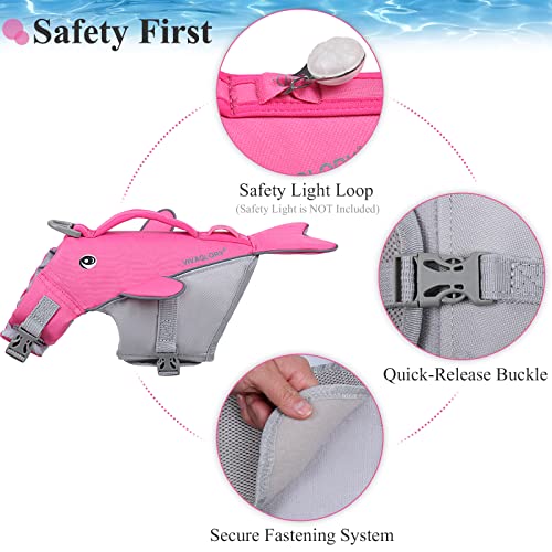 VIVAGLORY-Dog-Life-Vest-for-Puppy-Small-Medium-Large-Dogs-Easy-on-Off-Sports-Style-Life-Jackets-for-Dogs-with-Adjustable-Nylon-Straps-Pink VIVAGLORY Dog Life Vest for Puppy Small Medium Large Dogs Easy on Off Sports Style Life Jackets for Dogs with Adjustable Nylon Straps Pink