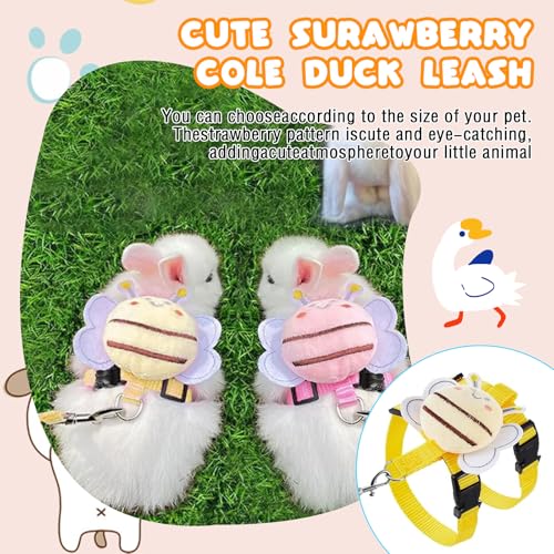 Image of 4 Sets Leash Set Small Pet Cute Vest Harness Leash and Adjustable Bunny Rabbit Harness with Decoration for Bunny Ferret Small Pets(Bees)
