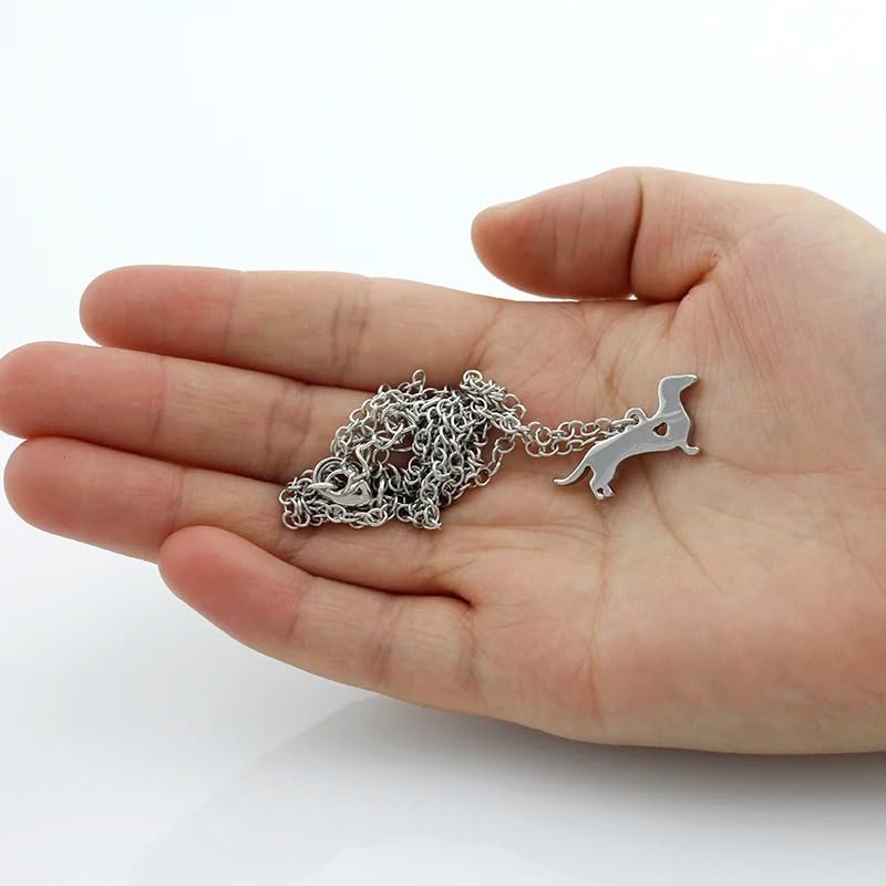 Art Attack Stainless Steel I Love My Dachshund Chain Necklace, Dog Lover Heart Pet Puppy Rescue Charm Pendant (Silver) - Image 3