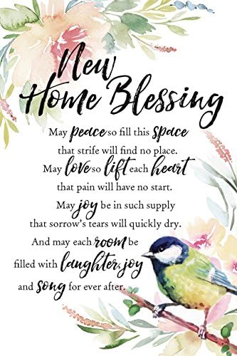 DEXSA New Home Blessing Wood Plaque with Inspiring Quotes 6"x9" - Elegant Frame Wall & Tabletop Decoration | Easel & Hanging Hook | Christian Family Religious Home Decor Saying | Made in the USA