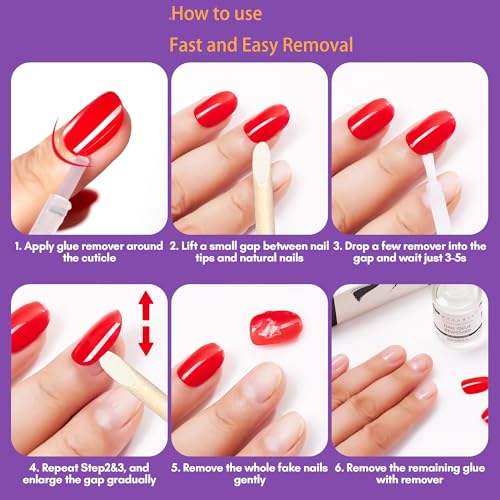 Makartt Nail Glue Remover for Press on Nails-30ML Press On Nail Remover-Easy Removal Debonder for Glue on Nail Tips,Non-Acetone Nail Polish Remover - Image 7
