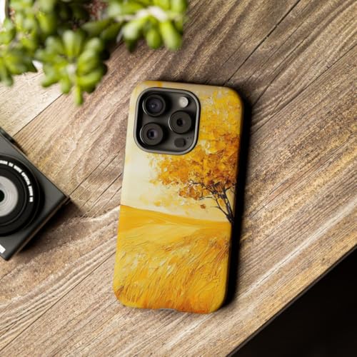 Coque iPhone 15 Pro arbre d'automne rigide mate anti-rayure et jaune
