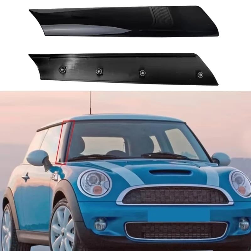 Moldura De Pilar De Parabrisas Moldura de Pilar A Uso Apto para Ventana Delantera Izquierda y Derecha del Lado Conductor, para Mini Cooper R50 R52 R53, Color Negro, 51137128157(Right)