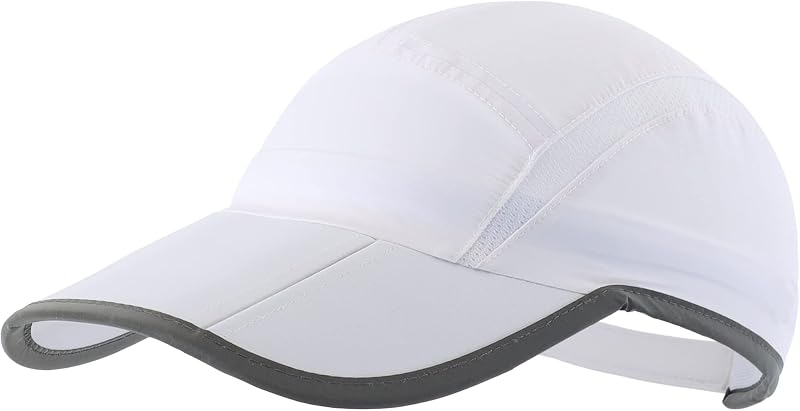 Gorra deportiva de malla plegable con raya reflectante, gorra transpirable para correr por el sol