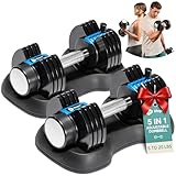 Lifepro Adjustable Dumbbells Set/Single - 15lb 43lb 55lb 90lb 25 lb Dumbbell Sets with Rack - Quick Adjust, Secure Grip weights dumbbells set - Compact Hand Weights for Women/Men at Home Gym