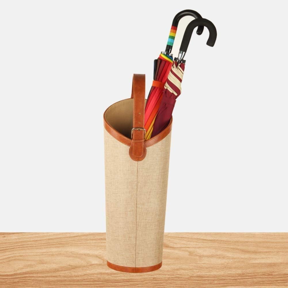 Porte-parapluie en cuir rond seau de stockage élégant pour l'entrée