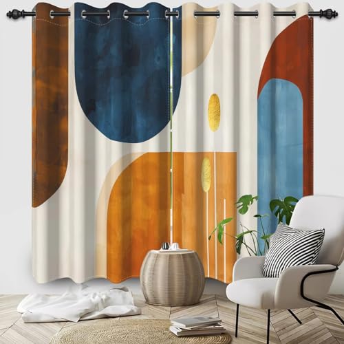 IKDZCM Cortinas Opacas con diseño geométrico Abstracto, Modernas, para Dormitorio, Sala de Estar, Cocina, Ventana, Decorativas, con Ojales (Ancho x Alto/2 x 127 x 240 cm)