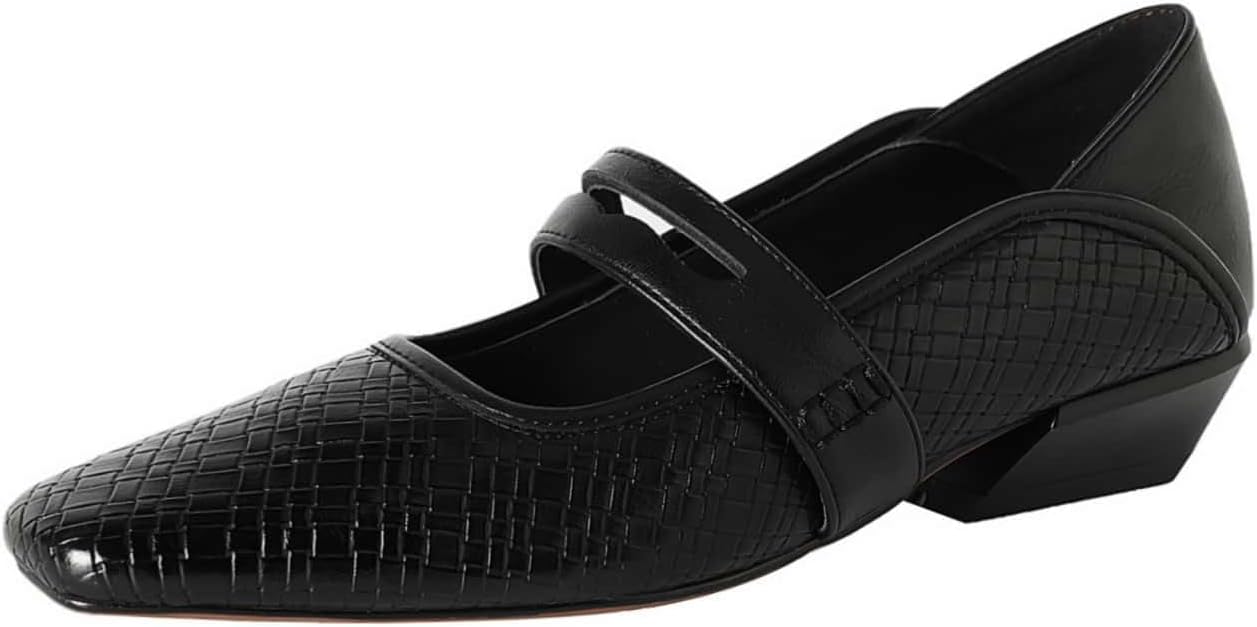TinaCus Women's Genuine Leather Ballet Flats Handmade Square Toe Slip On Dress Shoes Casual Daily