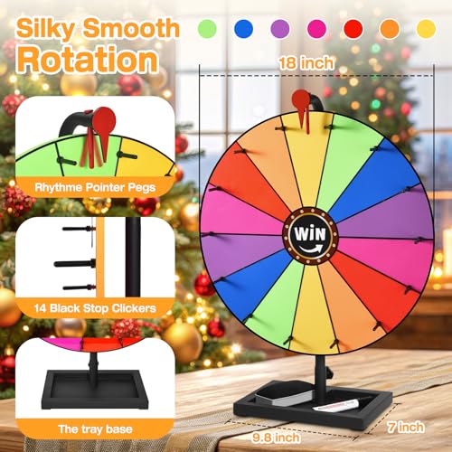 AugFir 18-inch Tabletop Prize Wheel, Prize Wheel Spinner with Stand & Storage Base, Featuring a Prize Wheel with 14 Customizable Color Sections. Suitable for Party Games, Family Games (with line) by AugFir - Image 3