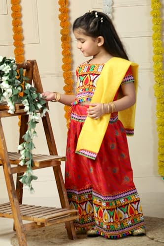 Image of AHHAAAA Kids Embroidered Traditional Ghoomar Lehenga Choli |Chania Choli|Radha Dress|Navratri /Dandiya /Garba Dress with Dupatta for Girls Y0040