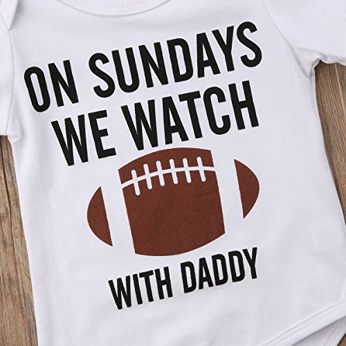 Funny Newborn Infant Baby Boy On Sundays We Watch Football With Daddy Bodysuit Romper (White, 3-6 Months) #TOP4