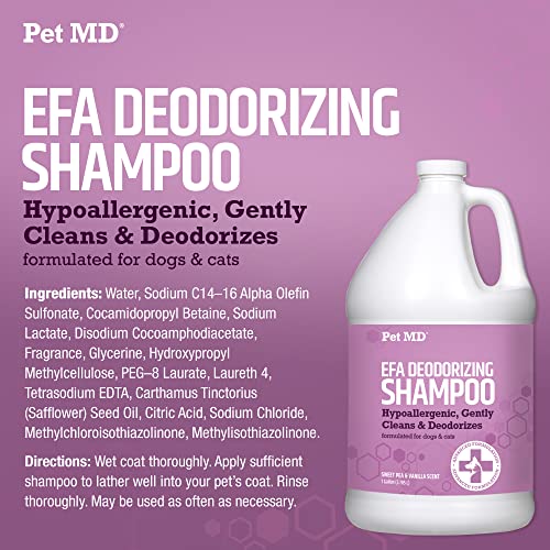 Pet MD EFA Deodorizing Shampoo for Dogs & Cats – Hypoallergenic Dog Shampoo for Sensitive Skin, Dry Skin, Itching, and Flaking – Professional Dog Shampoo Gallon Pet MD EFA Deodorizing Shampoo for Dogs & Cats – Hypoallergenic Dog Shampoo for Sensitive Skin, Dry Skin, Itching, and Flaking – Professional Dog Shampoo Gallon