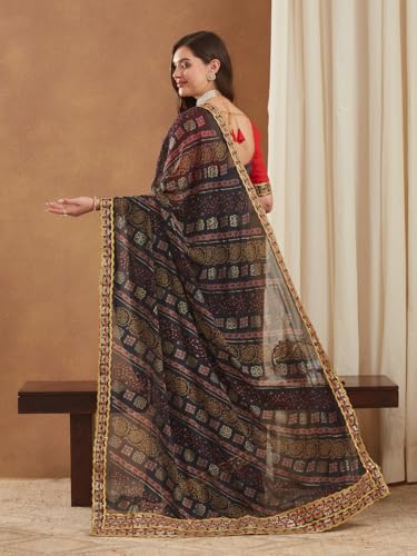 Image of Women's Banarasi Silk With Jacquard Print Saree With Blouse