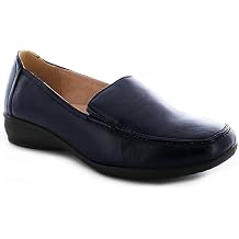 Dr Keller Women's Wide Fit Slip-On Loafers   Comfortable Work Shoes for Ladies   Leather Lined Cushioned Insole   Lightweight Casual & Office Wedge Shoes  Patent & Matt   Sizes 3-8