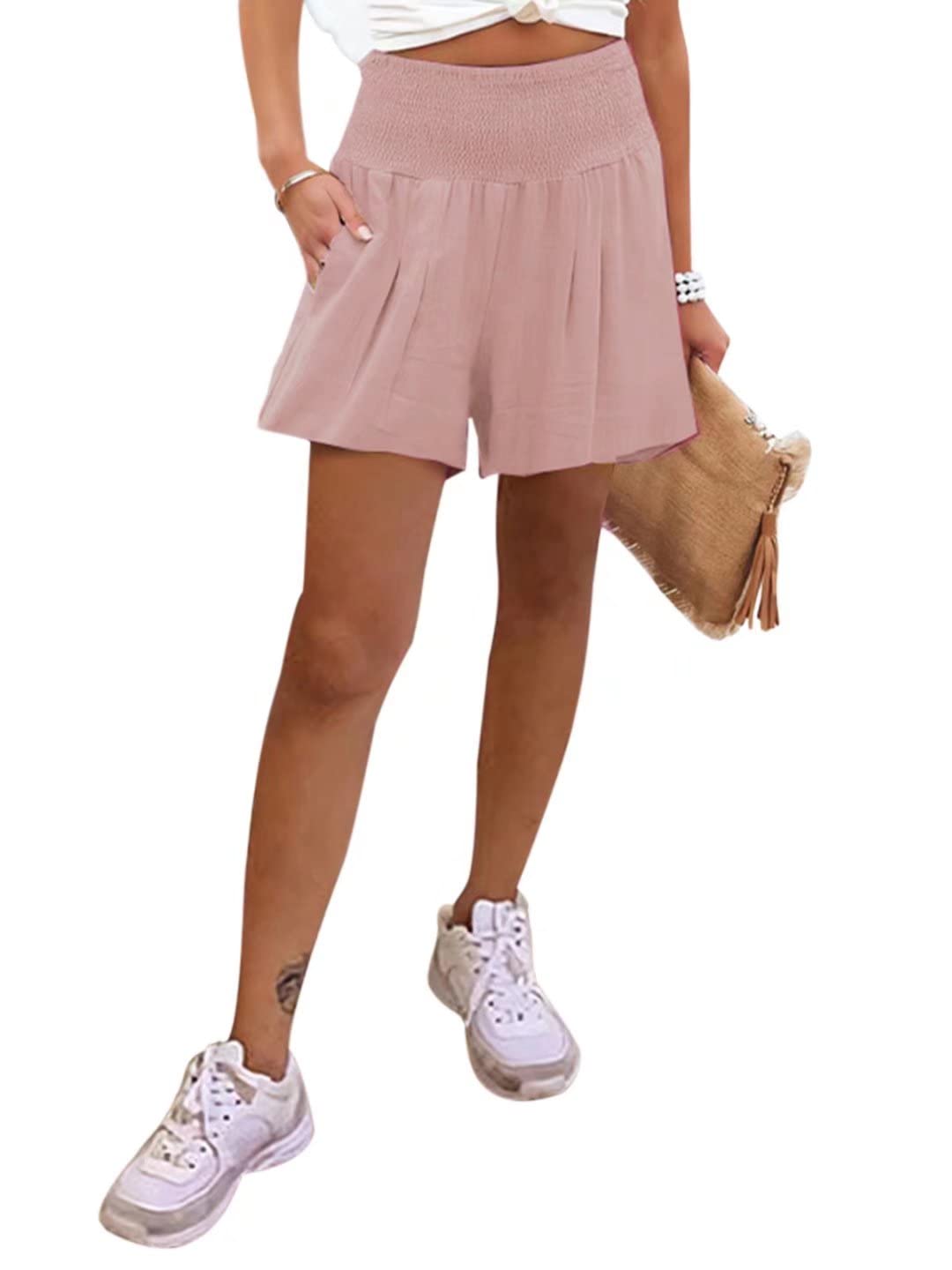 JURIS Women Summer Elastic High Waisted Running Shorts Workout Athletic Short Pants