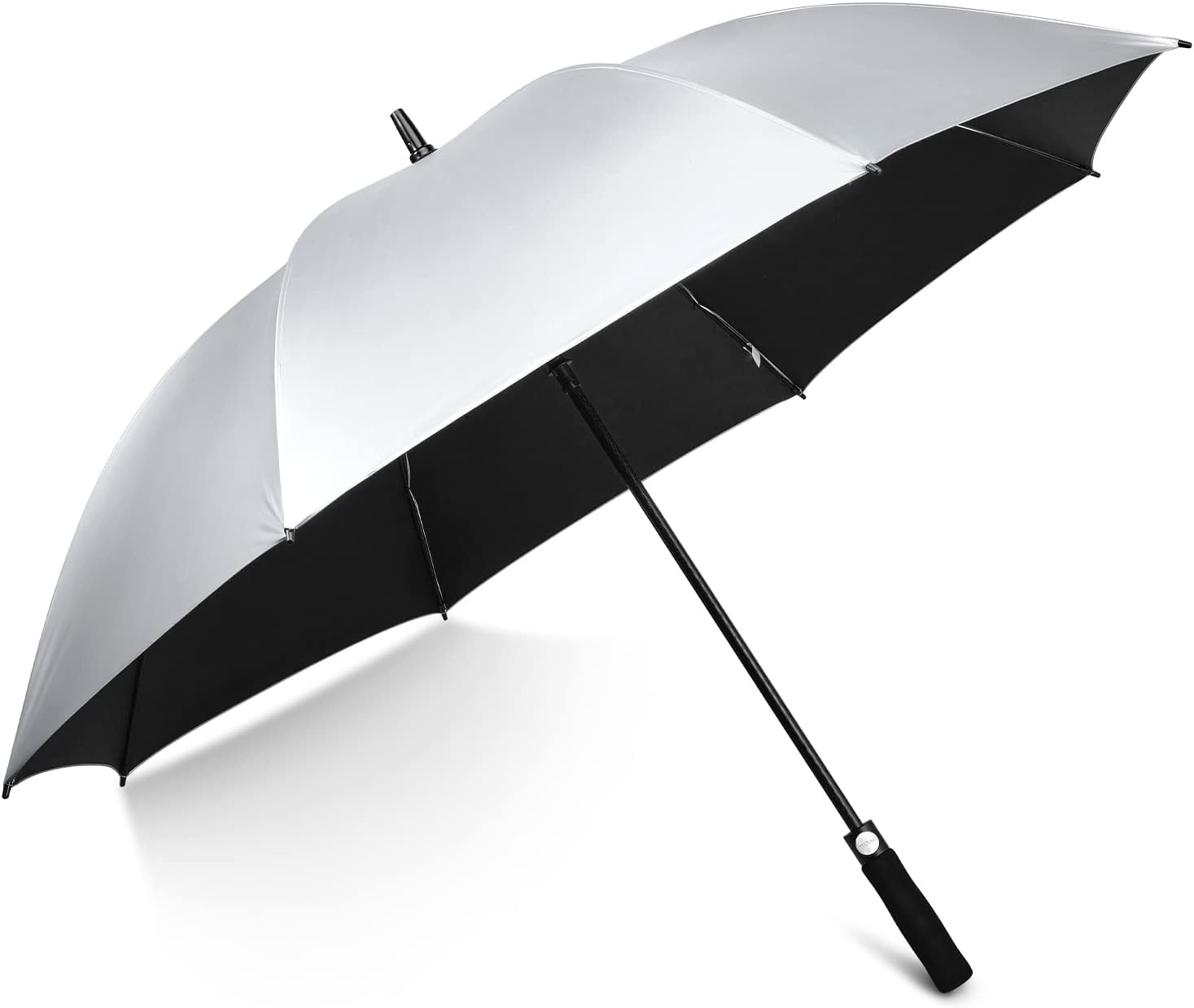 54/62 Inch UV Protection Stick Umbrella Sun Rain Golf Umbrella Extra Large Silver Coated Automatic Open Windproof