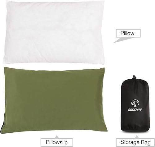 Miniatura 3 de REDCAMP Almohada de camping para dormir ligera y comprimible, almohada pequeña para viajes de mochilero, hamaca, piel de durazno verde