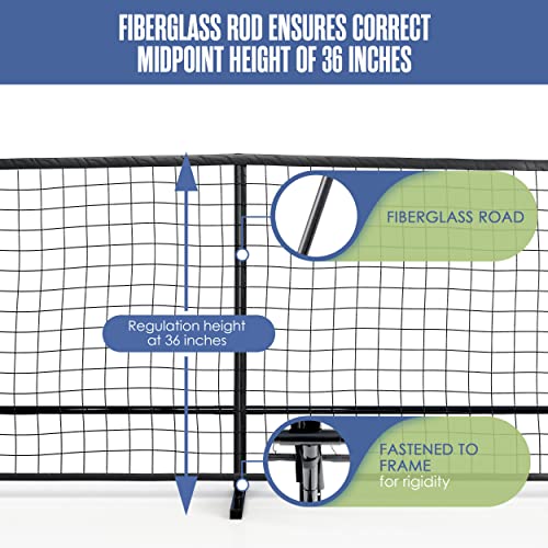 Portable Pickleball Net System, Outdoor Pickle Ball Set, Black, 36" H X 22'W, Regulation Size With Posts & Carrying Bag, Professional Pickelball Court Kit For Backyard And Driveway | Houseables #TOP5