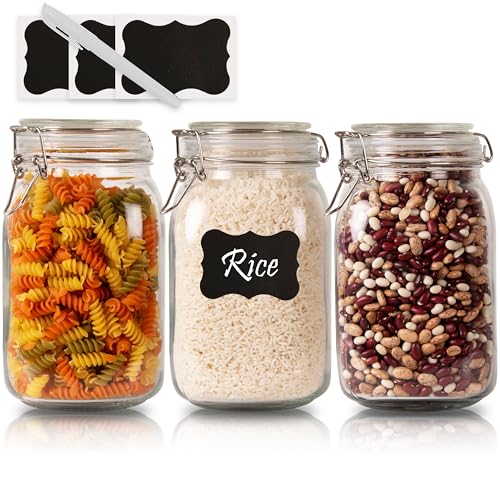 Galashield Glass Jars with Lids Food Storage Jars with Airtight Lids Leak Proof Glass Canisters Kitchen [50 oz - 3 Pack] by Galashield - Used condition - US$13.45