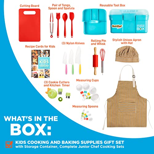 NutriChef Kids Kitchen Playset, Complete Kitchen Set for Kids with Apron, Utensils, Recipe Cards, Toddler Cookbook, Toolbox & More, Perfect Interactive Cooking Gift for Young Chefs and Beginners - Image 4