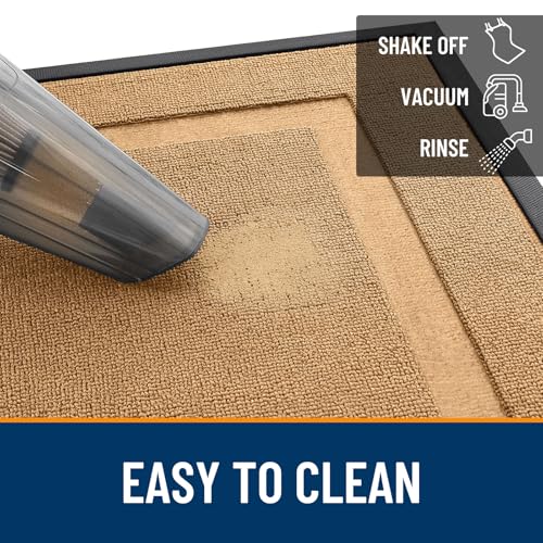 Image of OLANLY Front Door Mat Indoor Outdoor Entrance, Waterproof All-Season, All-Weather Doormat, Sturdy Natural Rubber, Low Profile, Easy Clean Patio Porch Entryway Mat, 35x23, Butter Yellow