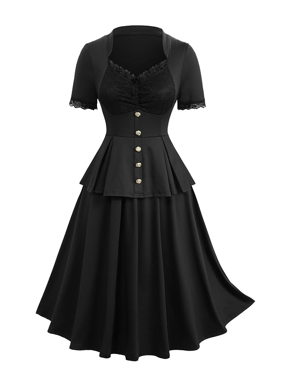 Rosegal Plus Size 1950s Vintage Business Office Peplum Dress, Black, 1/2X by Rosegal - Used condition - US$34.95