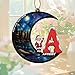 Personalized Christmas Ornaments 2025, Custom Initial Ornaments, A-Z Monogram Stained Glass Suncatcher Ornament, Family Keepsake, Funny Santa and Snow Globe Crescent Moon 23S08F