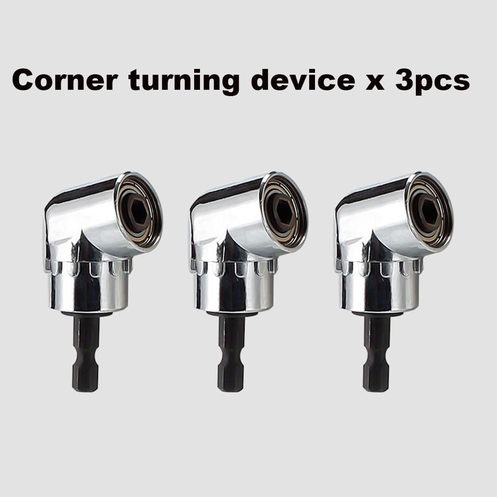 3PCS Right Angle Drill Adapter, 105 Degree Batch Head Corner Changer, Right Angle Screwdriver Head Used for Easy Disassembly/Narrow Gap Blind Spot Screws(Long Corner Turning Device)