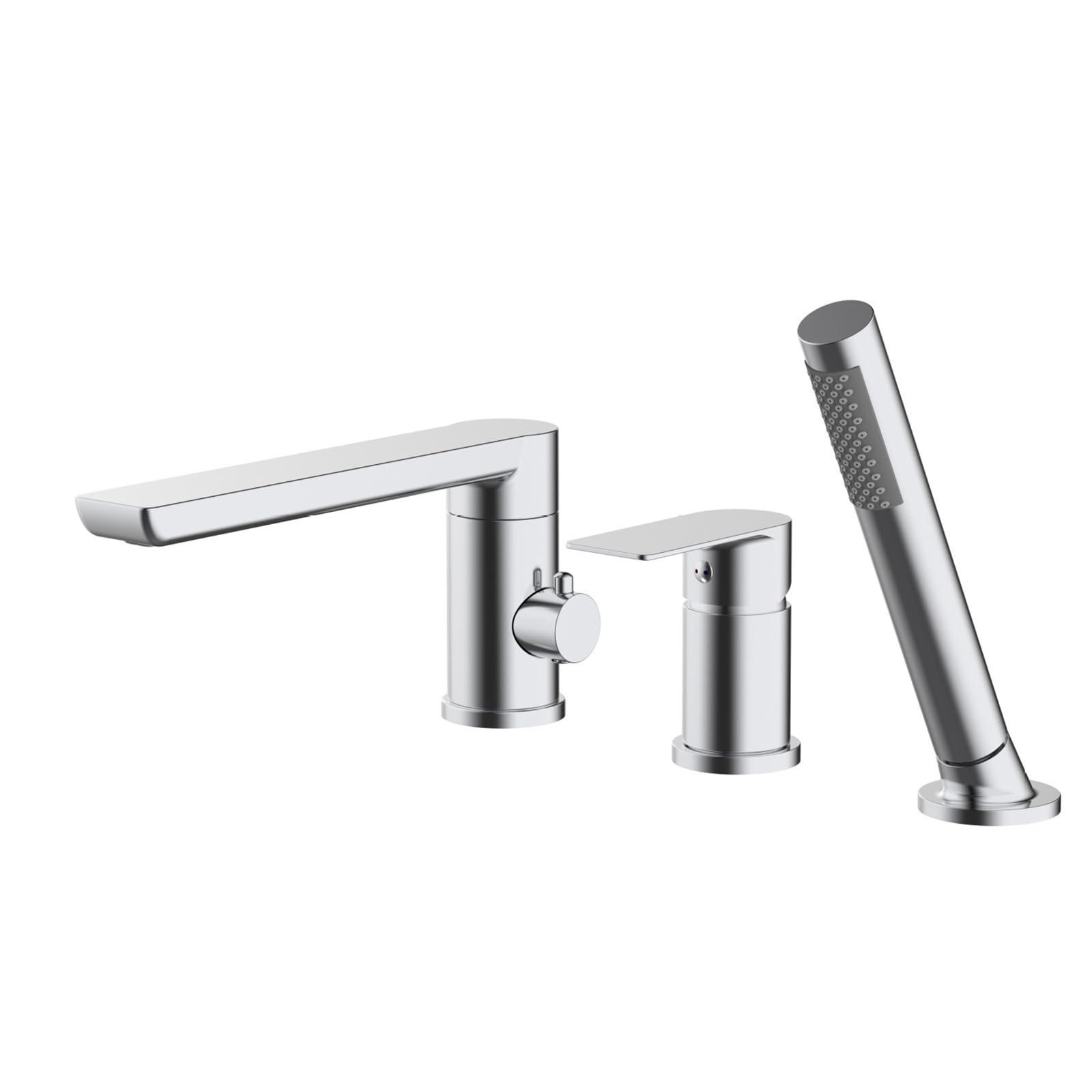 SnamicE Deck Mounted Bath Shower Mixer Tap 360 Rotating Spout Single Lever Bath Tap Black with Diverter,Chrome