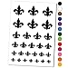 Fleur de Lis Solid Temporary Tattoo Water Resistant Fake Body Art Set Collection - Black (One Sheet)