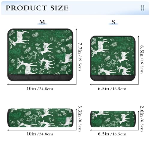 Image of White Christmas Deers Plants Seat Belt Cover Pad 2 Pcs Soft Cute Seatbelt Covers Protector Support Head Neck Shoulder Strap for Car Seats High Chair Backpack for Adults Kids Women Men 10x7.7In