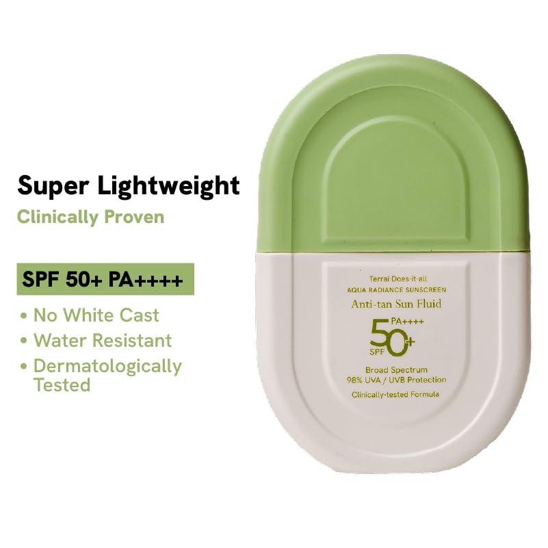 Image of Aqua Radiance Sunscreen SPF 50+ PA++++ for Face | Lightweight Daily Sunscreen | Broad Spectrum UVA /UVB Protection | Non-Comedogenic, No White Cast, Hydrating Formula | 50ml