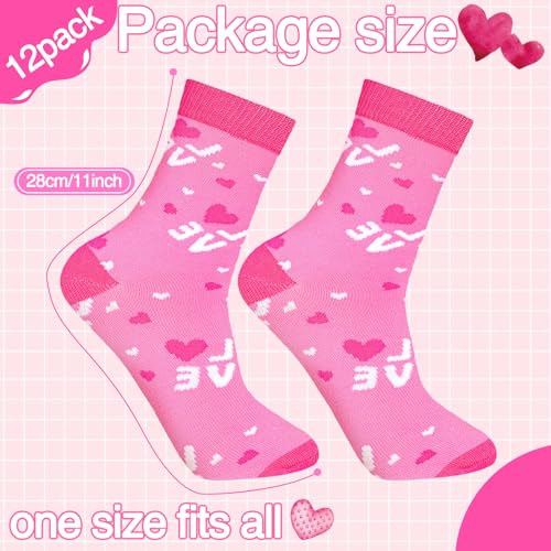 Image of 12 Pairs Valentine's Day Socks Women Heart Socks Holiday Cotton Novelty Crew Socks Bulk Valentine's Day Gift Heart Socks for Women Girls