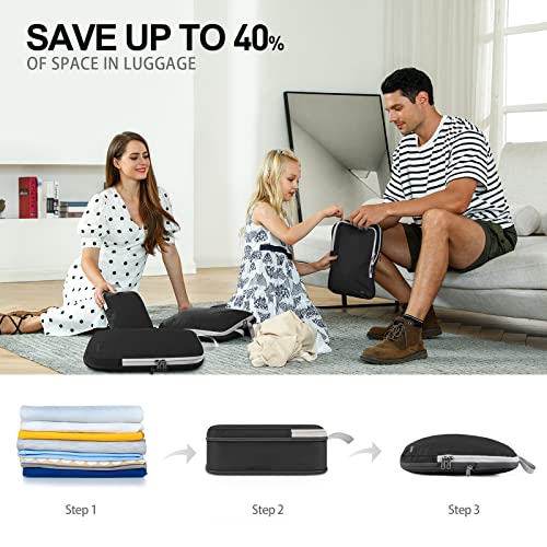 Gonex Compression Packing Cubes, 4Pcs Expandable Storage Travel Luggage Bags Organizers(Black) #TOP1