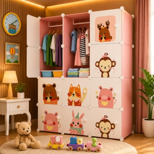 Image of 12 Door Plastic Wardrobe for Kids - Cupboard for Clothes Storage Rack, Almirah for Clothes, Baby Collapsible Wardrobe, Multi-Purpose Kids Storage Organizer for Books,Toy