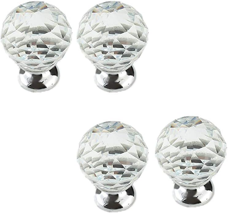 Niture Handles Door Knobs Kitchen Cabinet Drawer Crystal Handle 4Pcs Pull Handles Hardware Single Hole Wardrobe Door Handle Shoe Handle Glass Multiple Colour with Screws,Black(White)