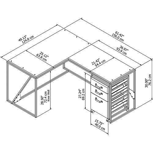 image for Bush Furniture Refinery 50W L Shaped Industrial Desk with 37W Return a