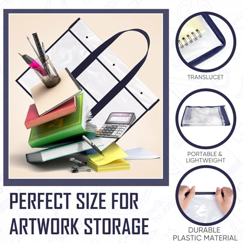 Image of Windyun 3 Pack 19 inch x 25 inch Art Portfolio Bag Large Poster Storage Bag PVC Portfolio Folder for Artwork Bulletin Board Storage Art Portfolio Organizer Bulletin Board Holder for Poster Scrapbook Keepsake